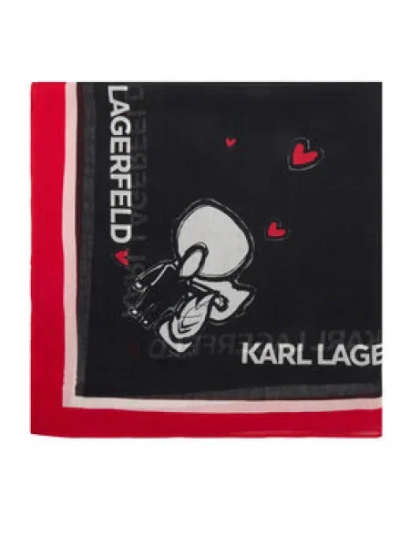 Šatka s hodvábom Karl Lagerfeld IKON VALENTINE čierna