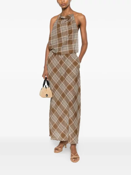 Rochie midi Matteau cu gât halter maro