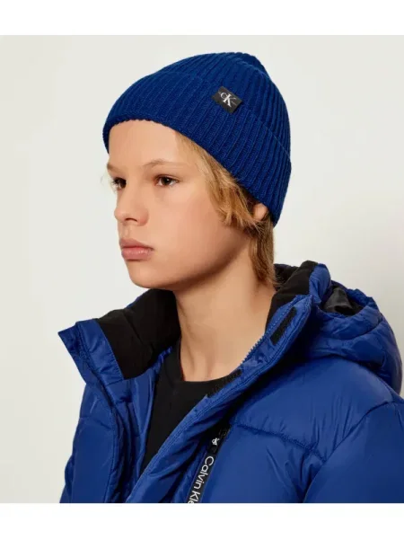 Sapka Calvin Klein Jeans Monogram Rib Beanie kék