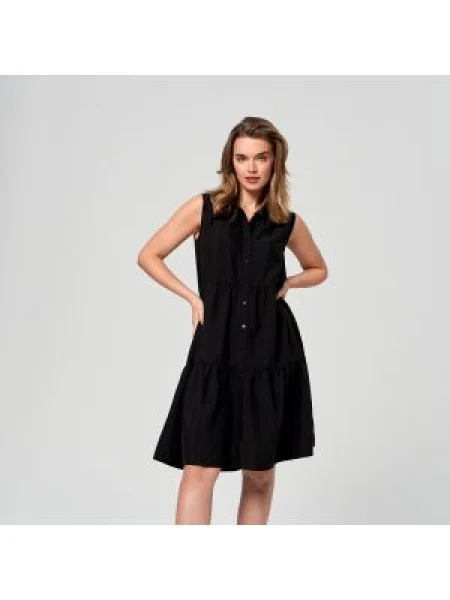 Sinsay Mini šaty s volánovými prvky Černý