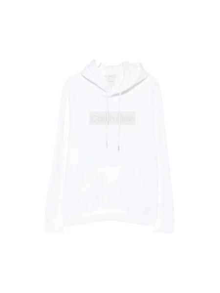 Bluza z kapturem Calvin Klein z kapturem z logo biała