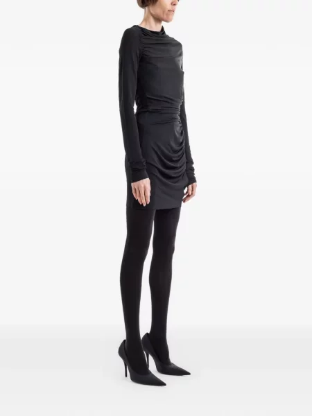 Rochie mini Rick Owens cu volane asimetrică negru