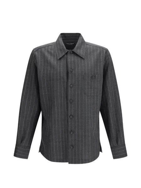 Vlněná pruhovaná košile Dolce & Gabbana šedá
