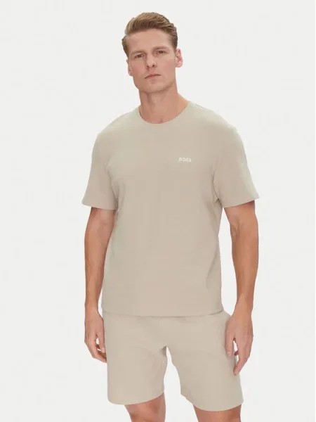 BOSS Póló sötét / fehér bézs