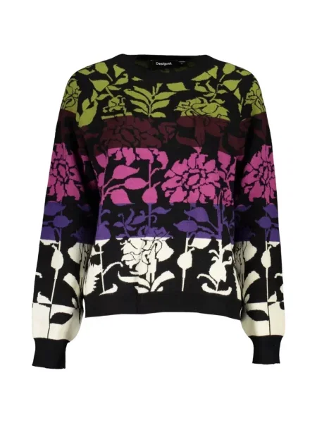 Lung pulover Desigual cu model floral negru