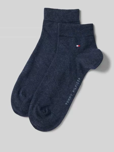 Skarpety stopki z mieszanki bawełny w zestawie 2 szt. model QUARTER’ Tommy Hilfiger niebieskie