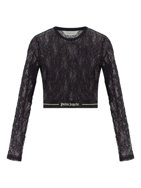 Długa bluzka Palm Angels koronkowa czarna