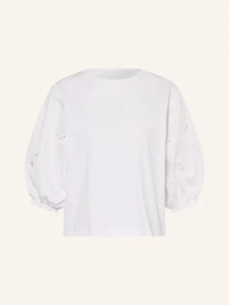 Marc Cain Koszulka Z Mieszanki Materiałów weiss biała