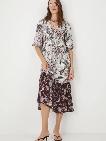 Medicine sukienka multicolor midi rozkloszowana