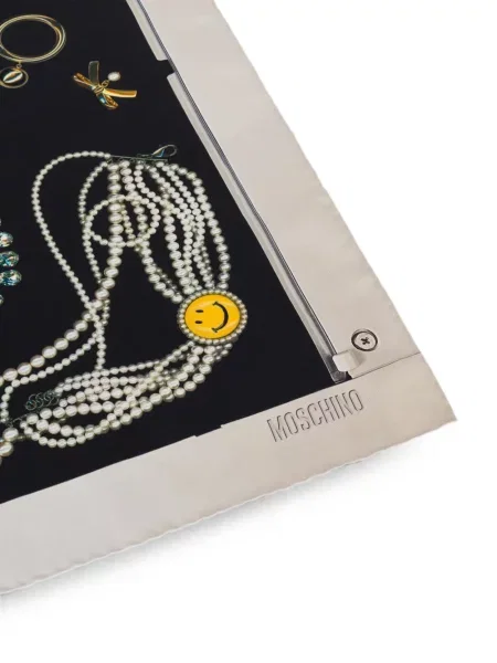 Fular Moschino de mătase cu imagine negru