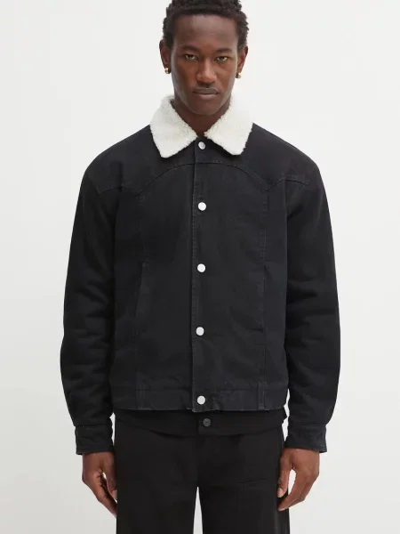 Aries geacă jeans Sherpa Denim Car Coat negru