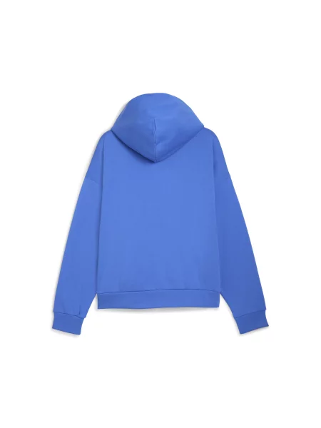 Dzianinowa bluza z kapturem Wardrobe Essentials o pudełkowym kroju niebieska