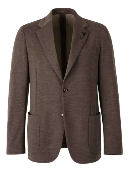Vlněné jednořadé sako Lardini hnědé