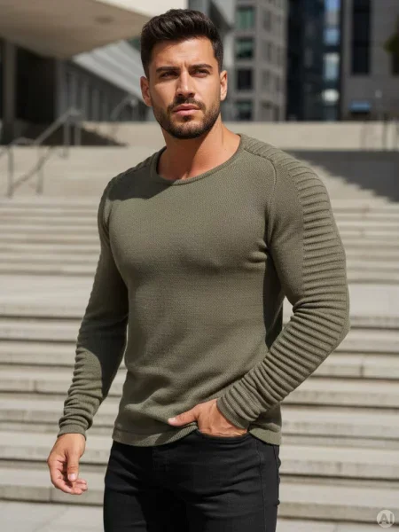 Sweter wkładany przez głowę khaki