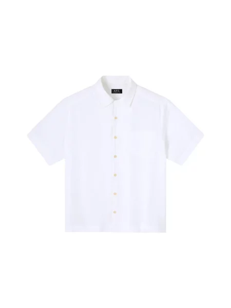 A.P.C. koszula z dodatkiem lnu Chemise Manches Courtes biała