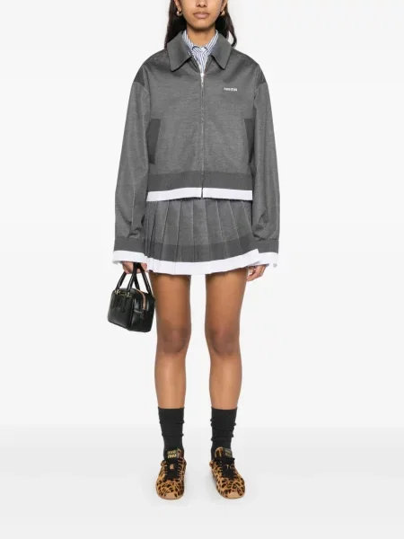 Fusta mini Miu Miu tricotate gri