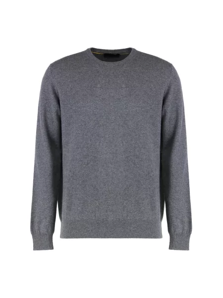 Sweter Moorer z okrągłym dekoltem szary