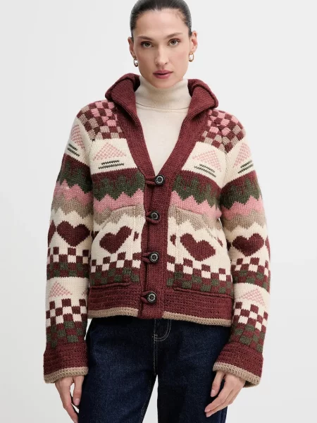 Barbour cardigan din amestec de lână RUBY rosu călduros
