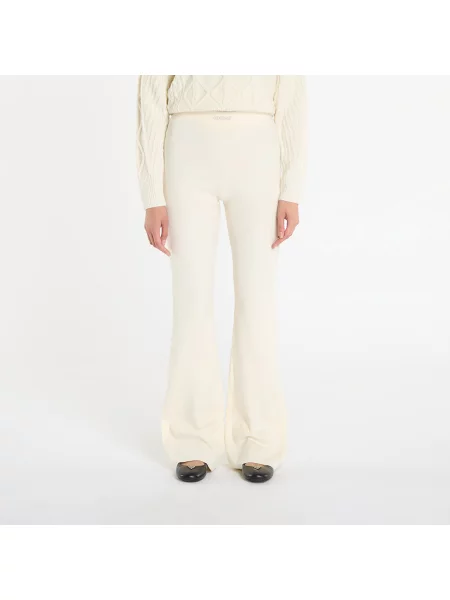 Вълнени панталон Guess с висока талия бежово