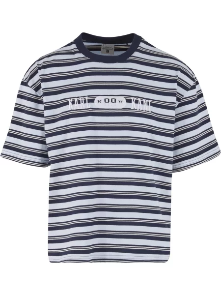 Karl Kani Tricou Heritage albastru marin / albastru deschis / albastru închis alb