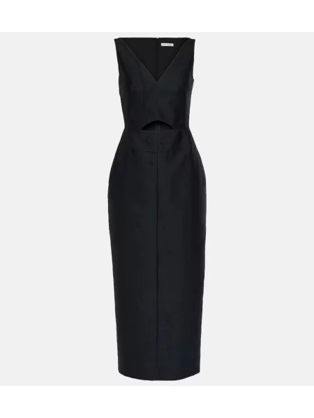 Rochie midi Emilia Wickstead cu model floral până la genunchi de costum negru