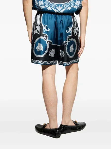 Pantaloni scurți Versace de mătase albastru