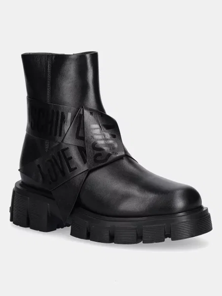 Love Moschino cizme de piele cu platformă negru
