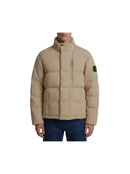 Kurtka Stone Island z kapturem z kamieniami beżowa
