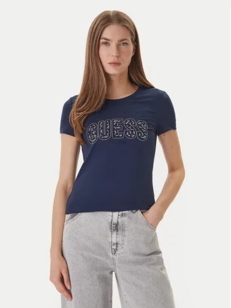 Koszulka Guess z krótkim rękawem niebieska