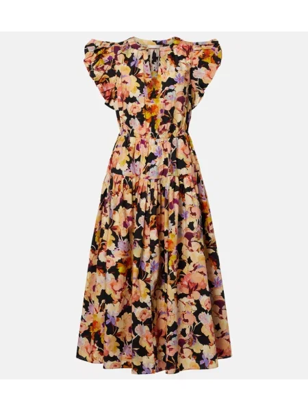Midi obleka Ulla Johnson s cvetličnim vzorcem poplin