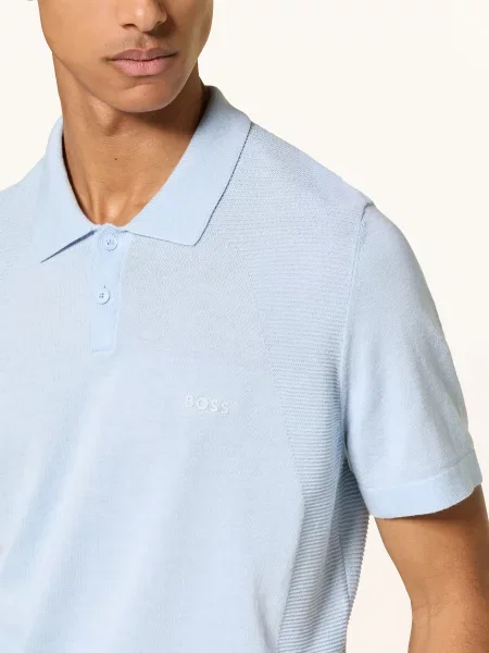 Boss Dzianinowa Koszulka Polo Momentum Lite Regular Fit blau