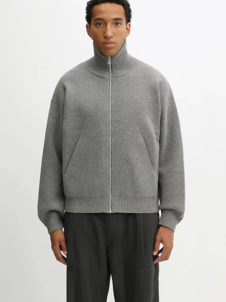 Axel Arigato cardigan din amestec de lână Core zip-up gri
