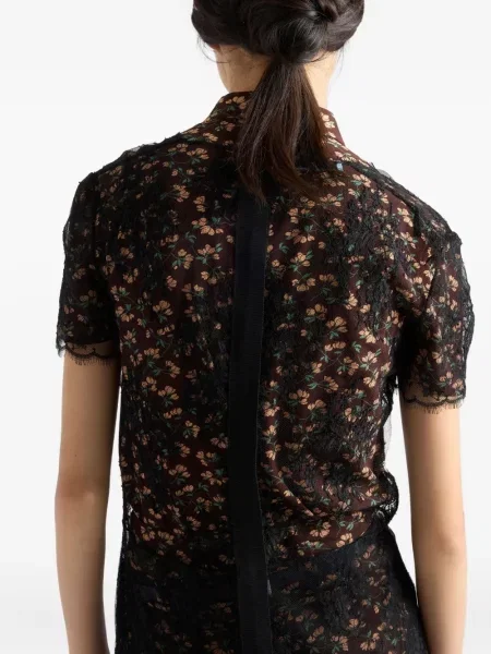Rochie mini Prada din dantelă de costum negru