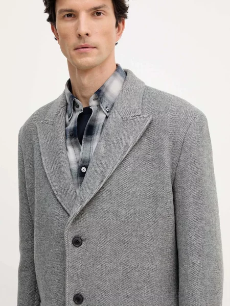 Шерстяное пальто Trussardi серое