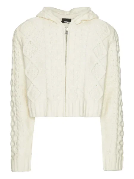 Cardigan Rotate Birger Christensen tricotate cu glugă alb