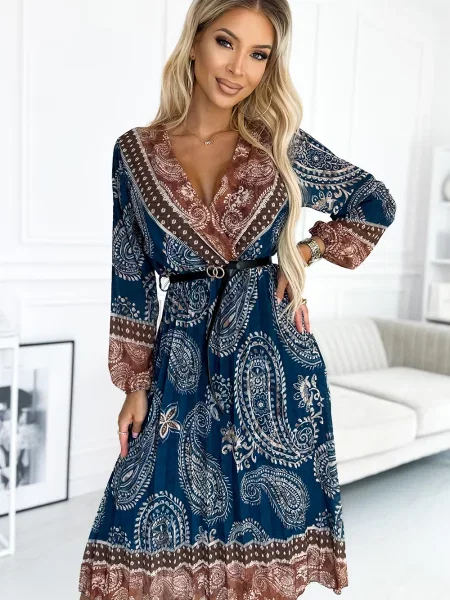 Rochie maxi Numoco Basic cu mâneci lungi negru