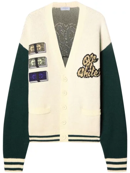 Cardigan Off-white de cristal alb