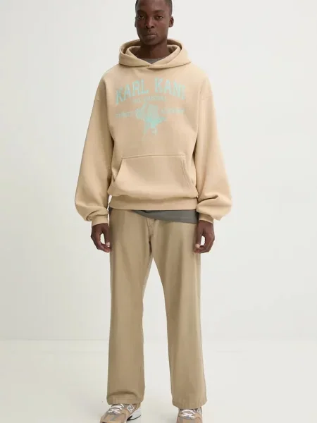 Свитер Karl Kani с капюшоном с принтом бежевый