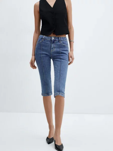 MANGO Шорты джинсовые синій