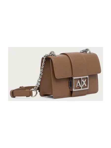 Torebka crossbody Armani Exchange skórzana beżowa