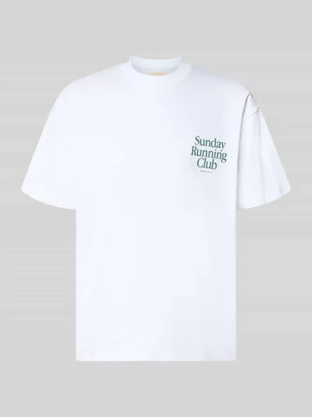 T-shirt z nadrukiem i okrągłym dekoltem Another Cotton Lab biała