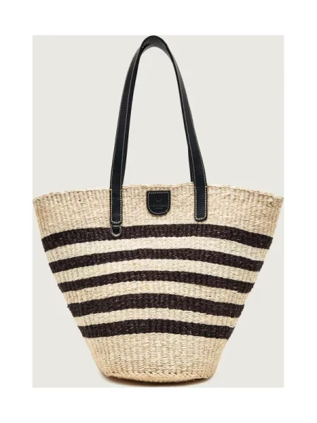 Weekend Max Mara geantă de plajă pentru femei împletită AGENNAIO maro