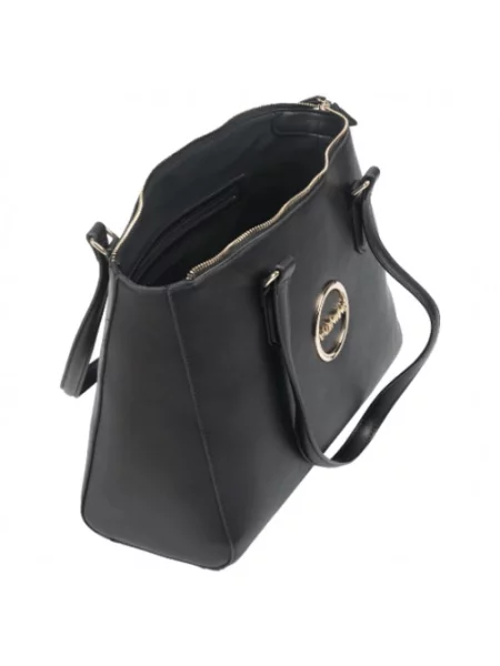 Lniana shopperka Valentino By Mario Valentino czarna