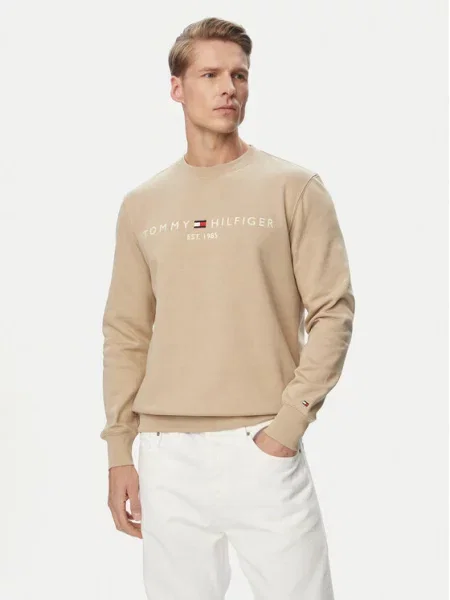 TOMMY HILFIGER Sweater majica pijesak / bijela bež