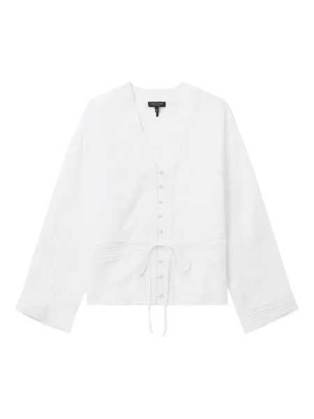 Cămașă Rag & Bone cu decolteu în V alb
