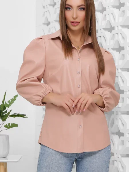Блуза MarSe пудра штучна шкіра