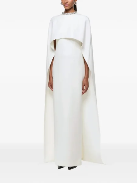 Rochie maxi Roland Mouret de cristal de costum alb