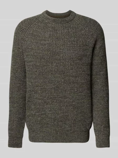 Sweter z dzianiny z czystej bawełny model BARBOUR HORSEFORD' oliwkowy