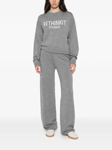 Pantaloni Rethinkit Studios alergare cu autograf gri