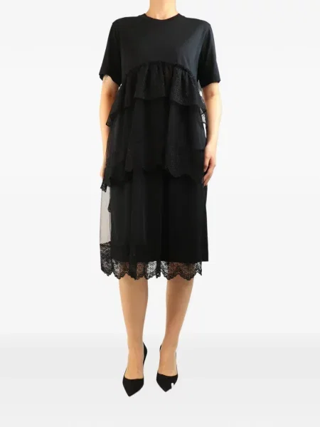 Rochie midi Simone Rocha din dantelă negru